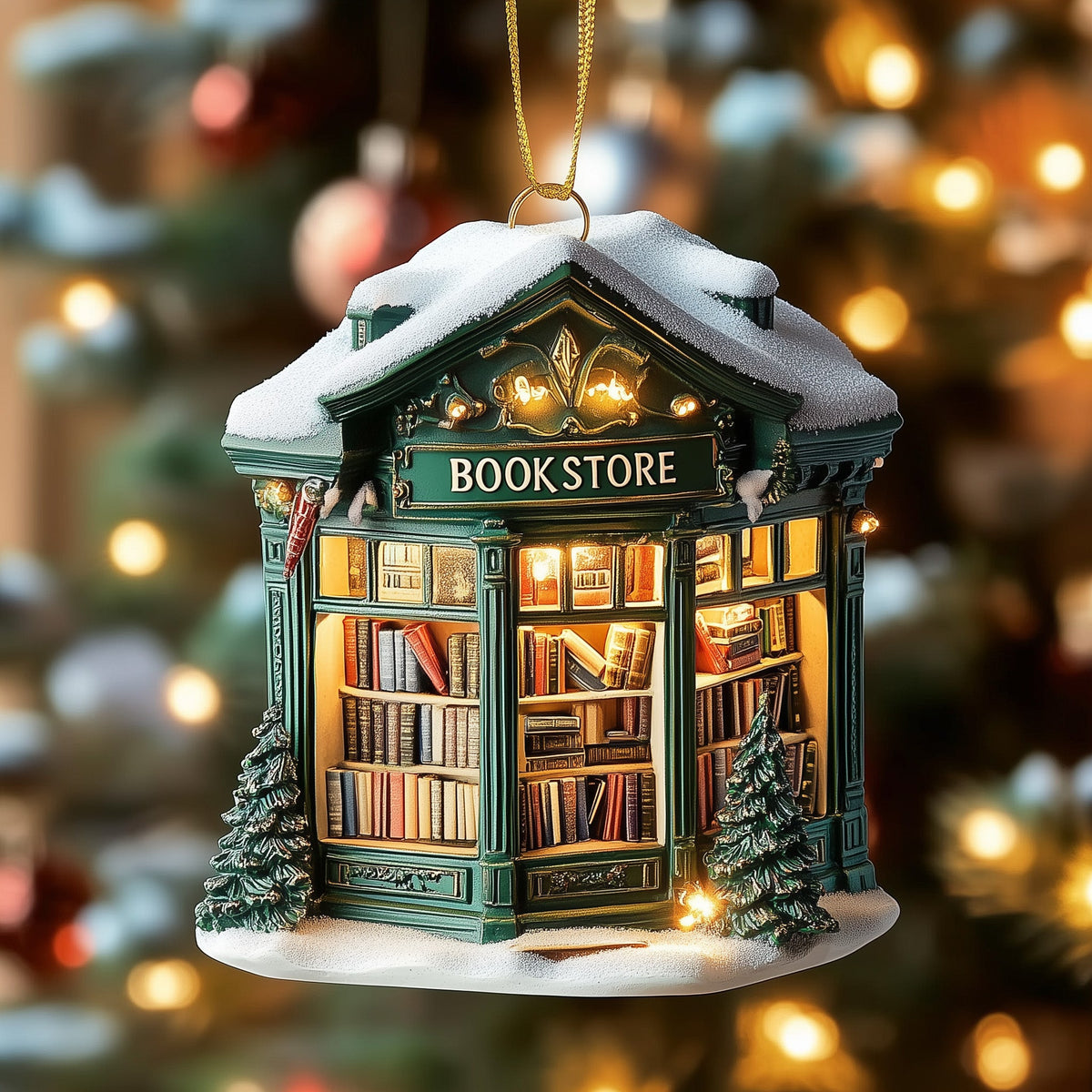 Cozy Bookshop Ceramic Ornament GFSPNT22