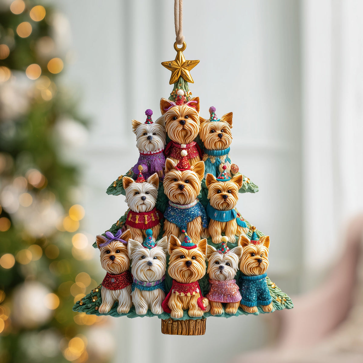 Christmas Yorkie Mica Ornament GFSPTP25