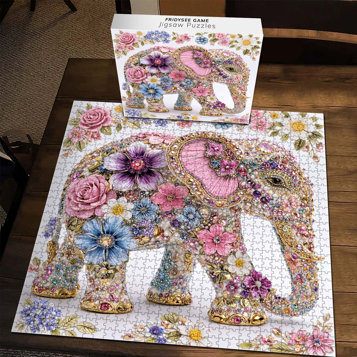 Jeweled Floral Elephant Jigsaw Puzzles GFTOHD14228