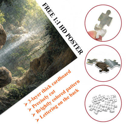 Jungle Waterfall Elephant Jigsaw Puzzles GFTOHD14231