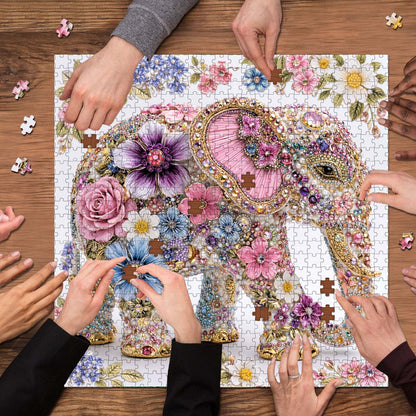 Jeweled Floral Elephant Jigsaw Puzzles GFTOHD14228