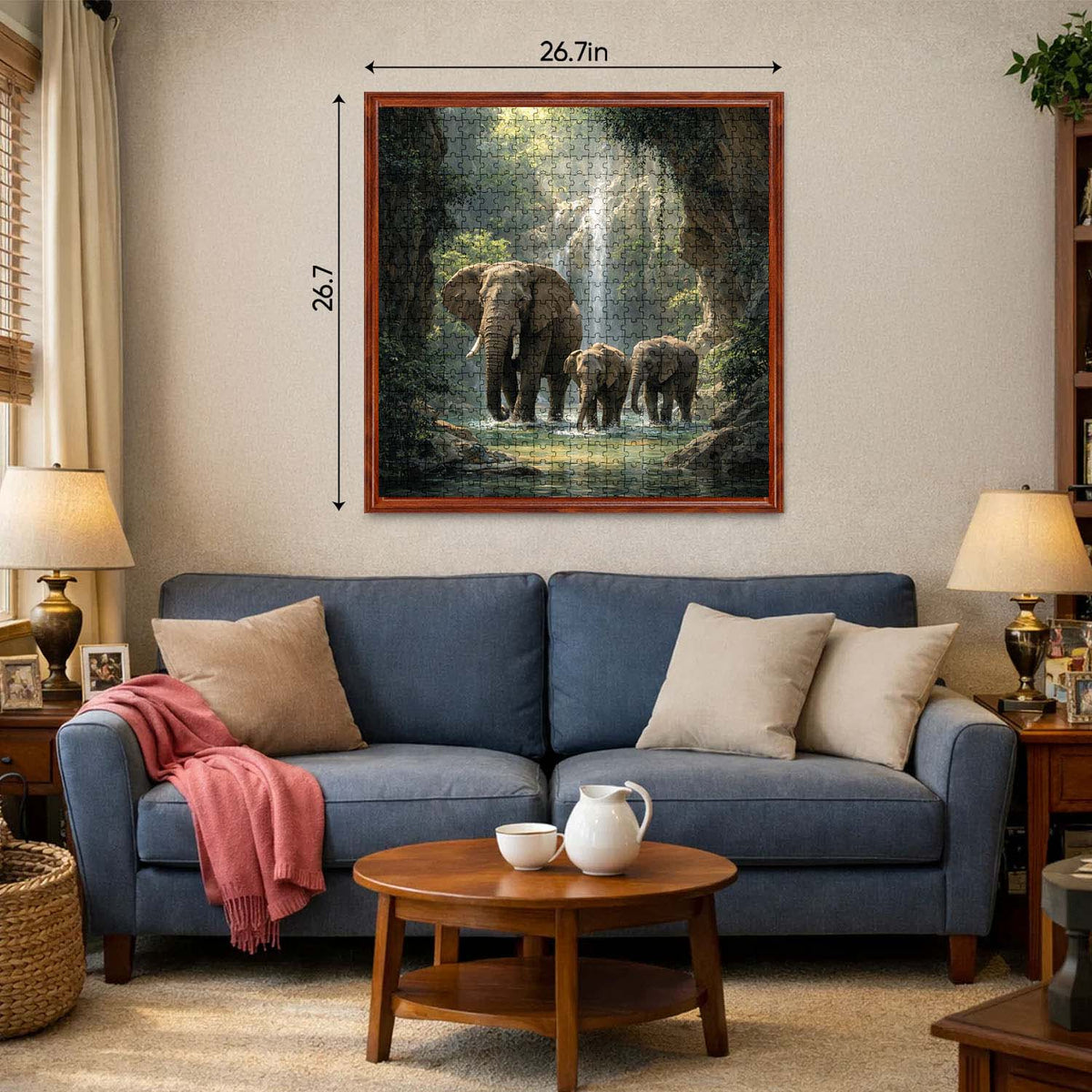 Jungle Waterfall Elephant Jigsaw Puzzles GFTOHD14231