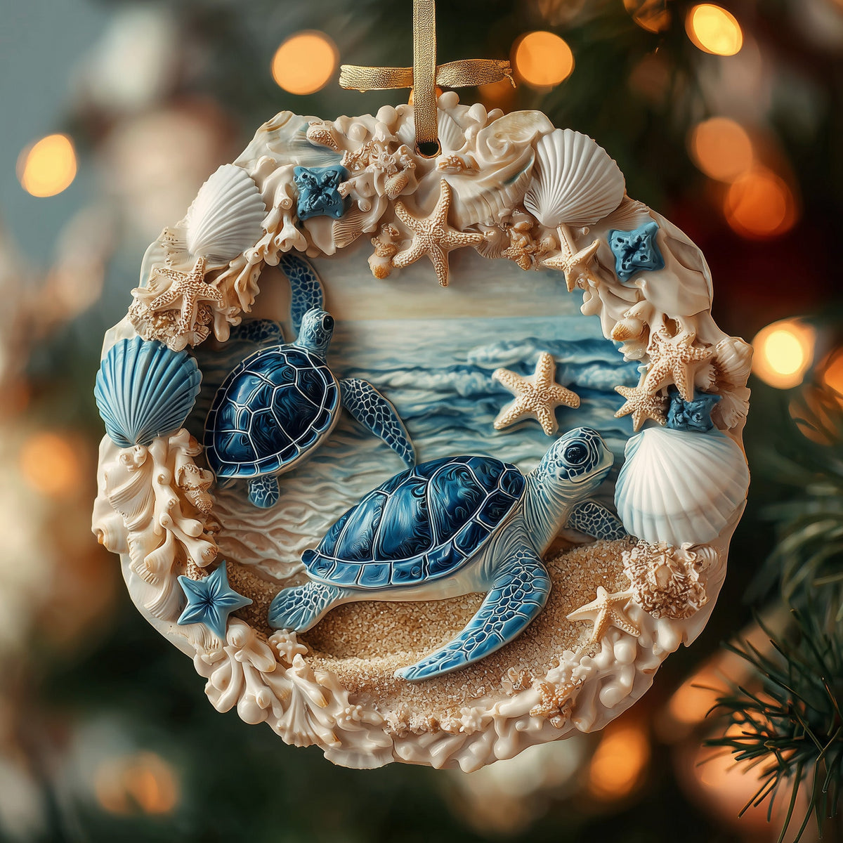 Turtle Waves Mica Ornament GFSPNL09
