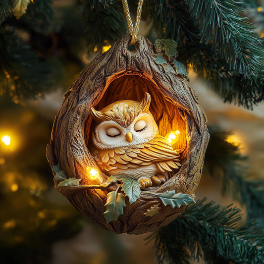 Sleeping Owl Ceramic Ornament GFSPNL24