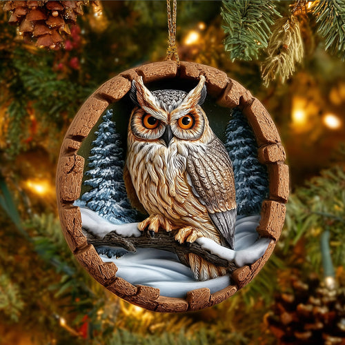 Rustic Owl Ceramic Ornament GFSPNL27