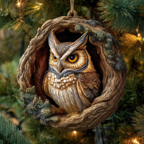 Rustic Owl Ceramic Ornament GFSPNL29
