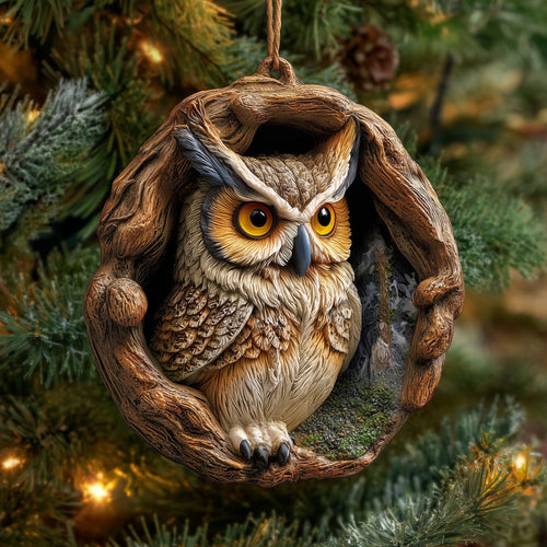 Rustic Owl Ceramic Ornament GFSPNL30