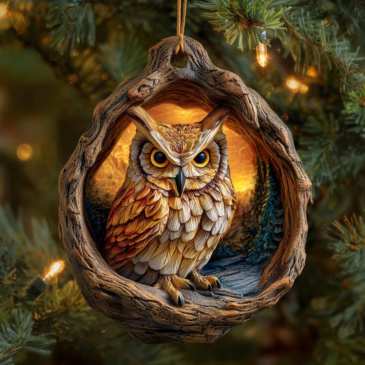 Rustic Owl Ceramic Ornament GFSPNL31