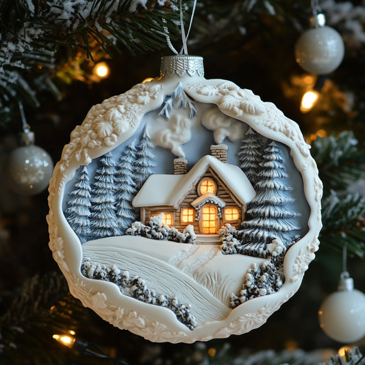 Snowy Village Ceramic Ornament GFSPNT18