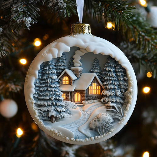 Snowy Village Ceramic Ornament GFSPNT19