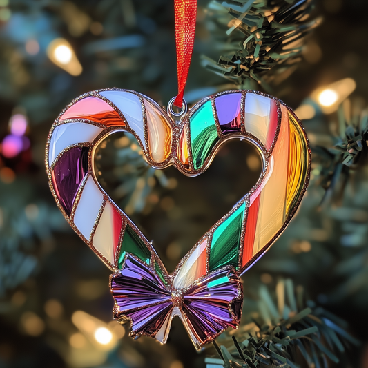 Love Symbol Rainbow Candy Canes Mica Ornament GFTOAB1293