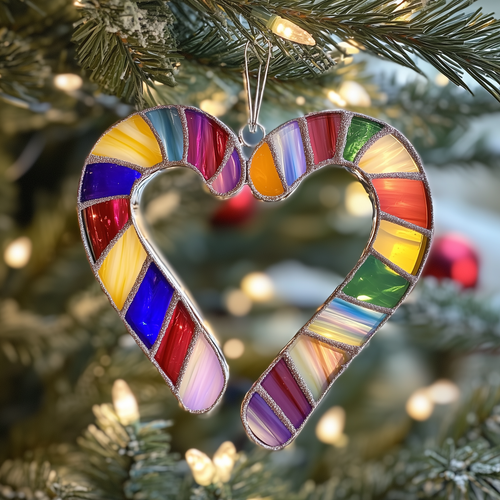 Love Symbol Rainbow Candy Canes Mica Ornament GFTOAB1296