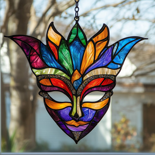 Mardi Gras Marks Stained Glass Suncatcher GFTOAB4077