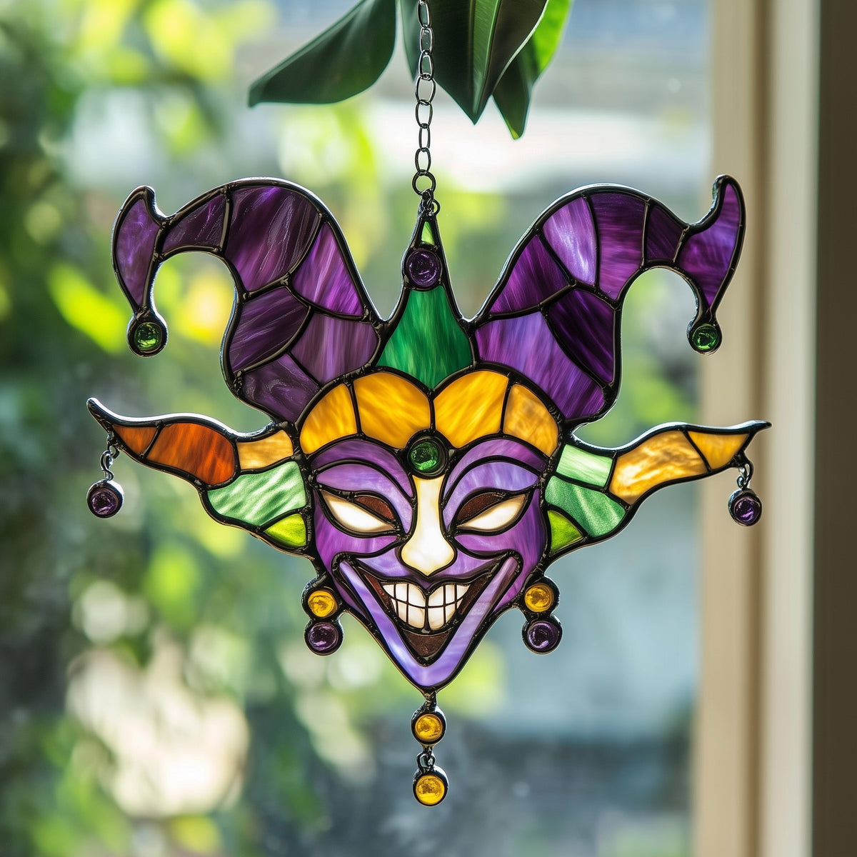 Mardi Gras Jester Window Hanging Suncatcher GFTOAB4131