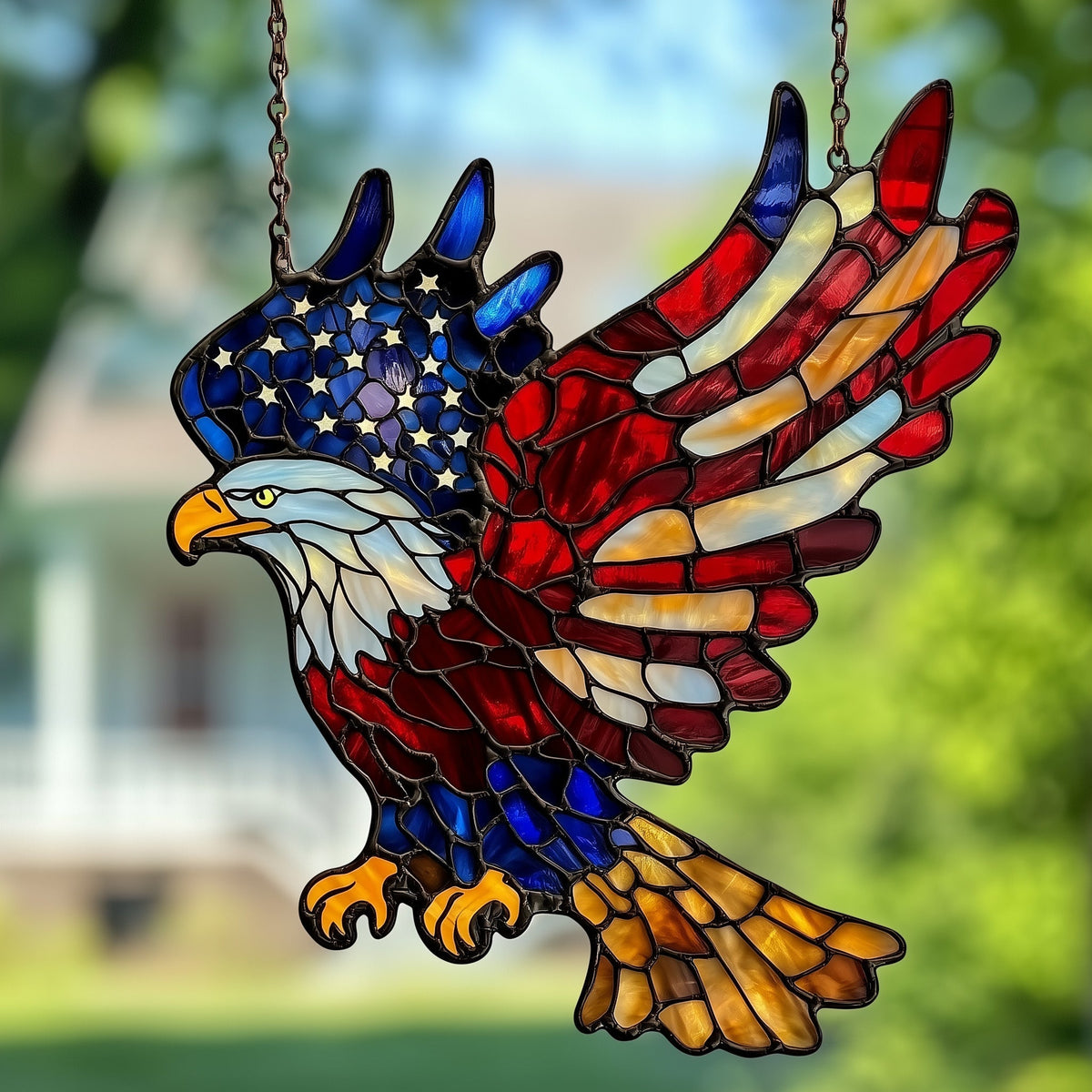 Patriotic Bald Eagle Window Hanging Suncatcher GFTOAB4194