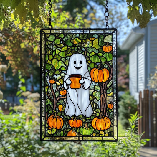 Pumpkin Ghost Garden Window Hanging Suncatcher GFTOAB4379