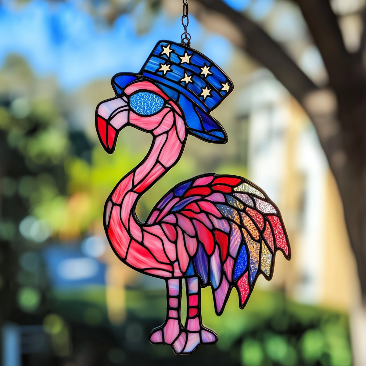 Independence Flamingo Window Hanging Suncatcher GFTOAB4496