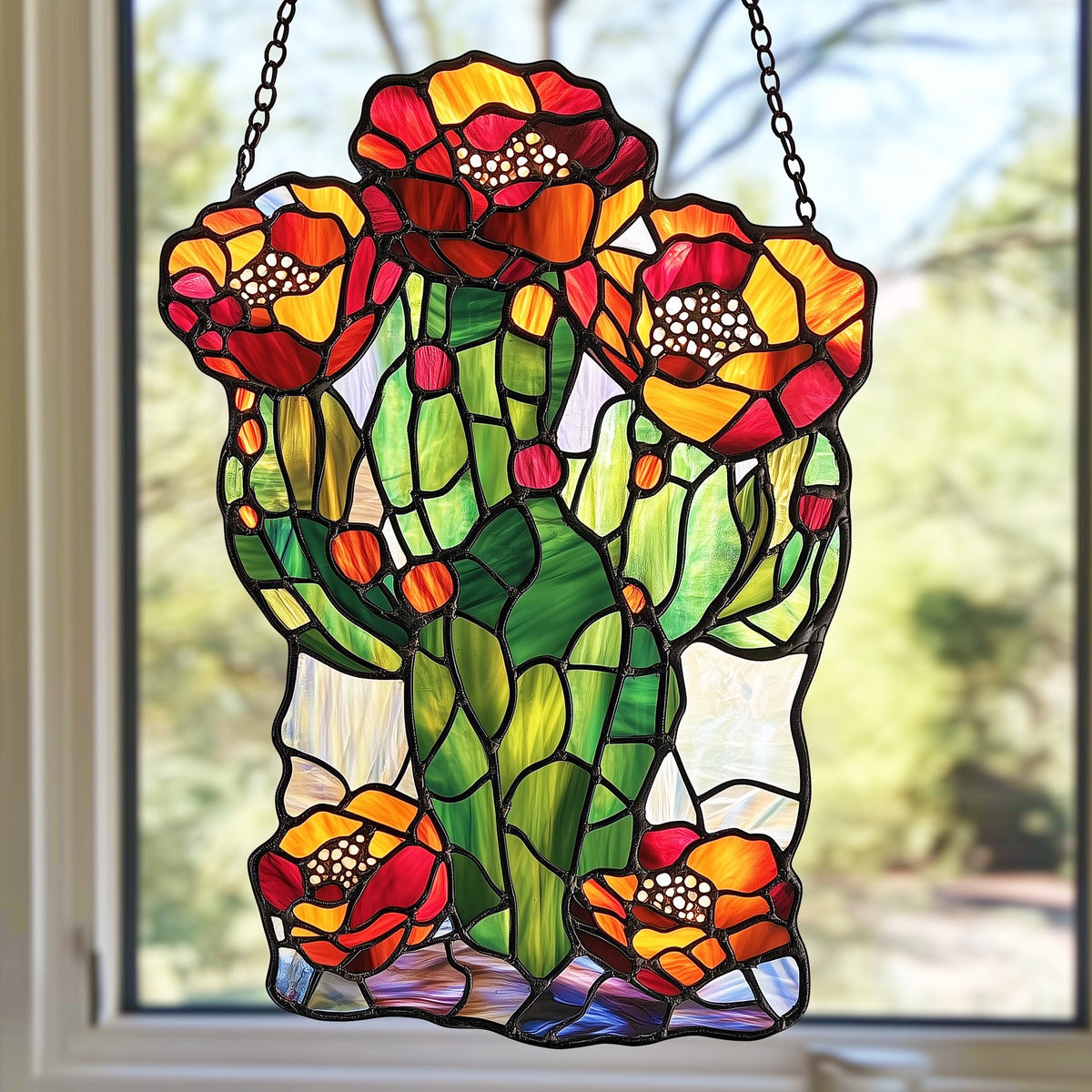 Blooming Cactus Window Hanging Suncatcher GFTOAB4755