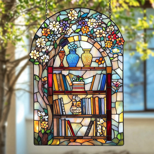 Library Bookshelf Window Hanging Suncatcher GFTOAB5056