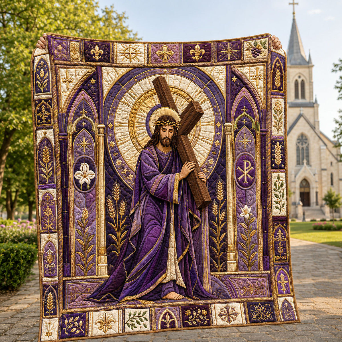 The Way Of Calvary Quilted Blanket GFTOHNL1886
