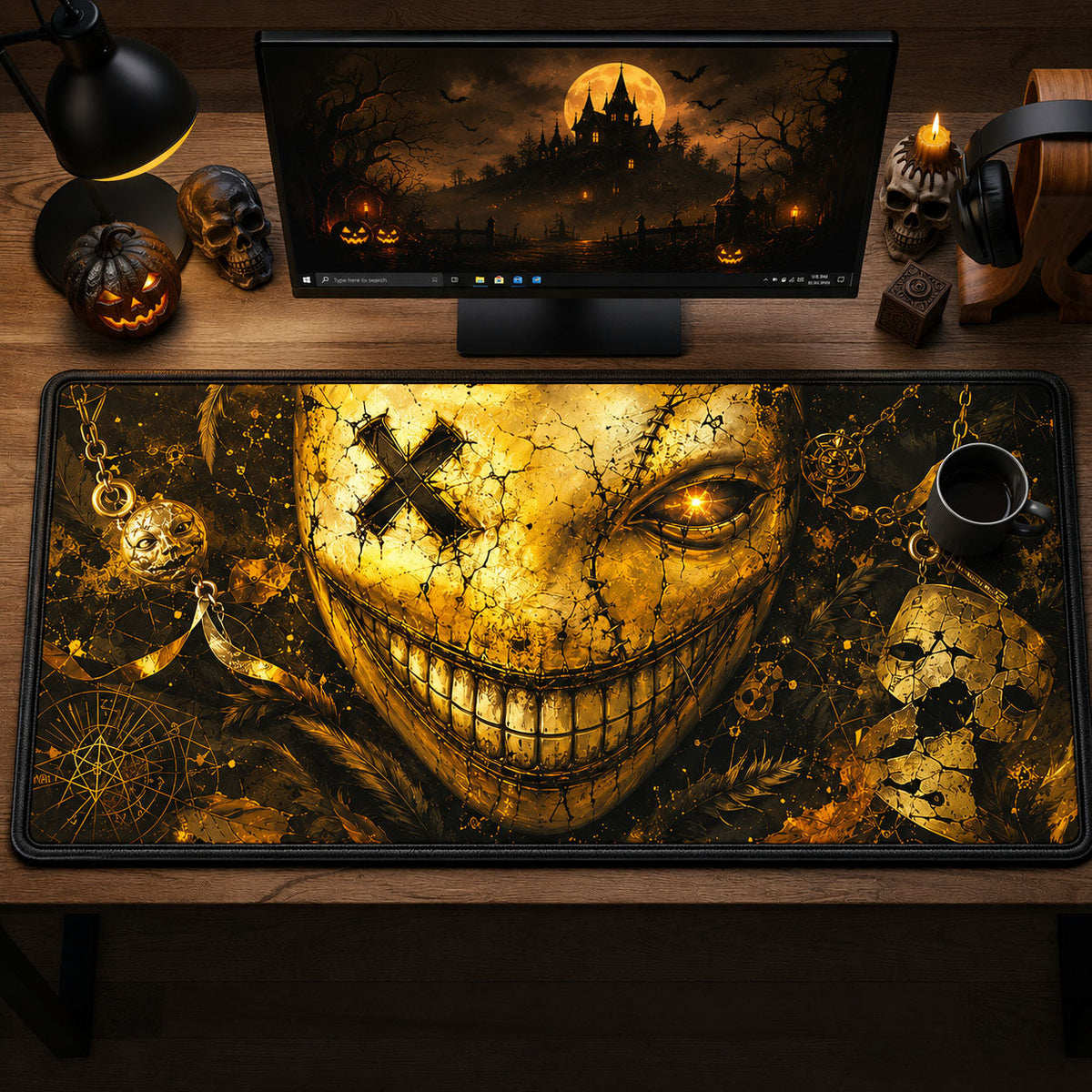 Golden Stitched Grin Desk Mat GFTOHNL1892