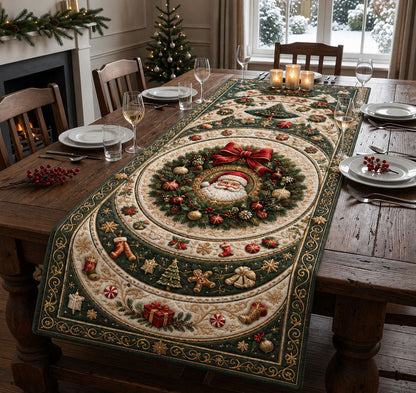 Santa Wreath Celebration Quilted Table Runner GFTOHNL2444