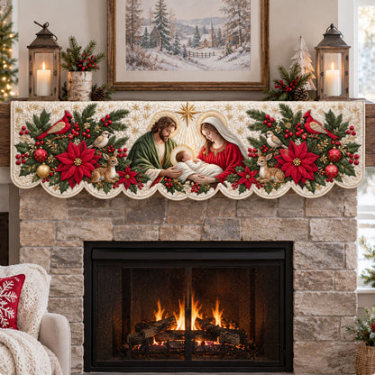 Holy Family Christmas Quilted Mantel Scarf GFTOHNL4713