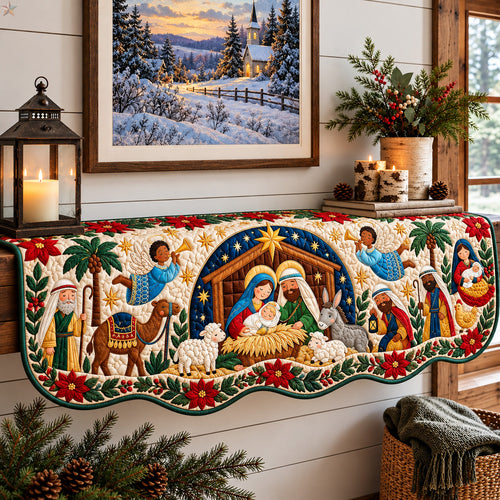 Star Of Bethlehem Christmas Quilted Mantel Scarf GFTOHNL4719