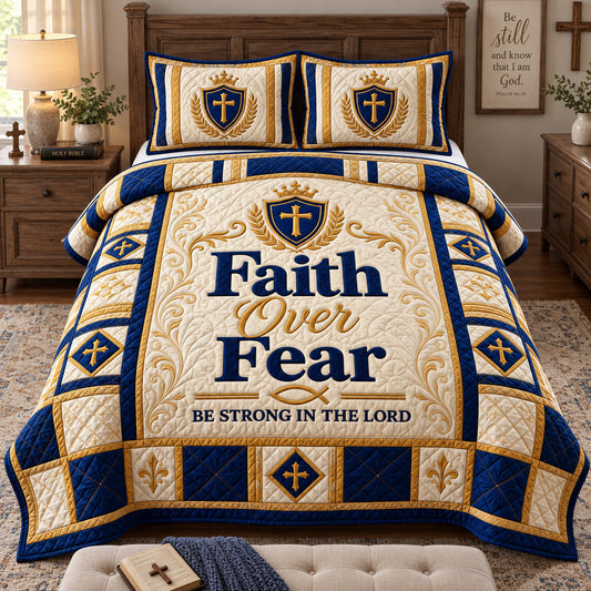 Faith Over Fear 3-Piece Quilted Bedding Set GFTOHNL4815