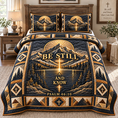 Be Still And Know God 3-Piece Quilted Bedding Set GFTOHNL4817