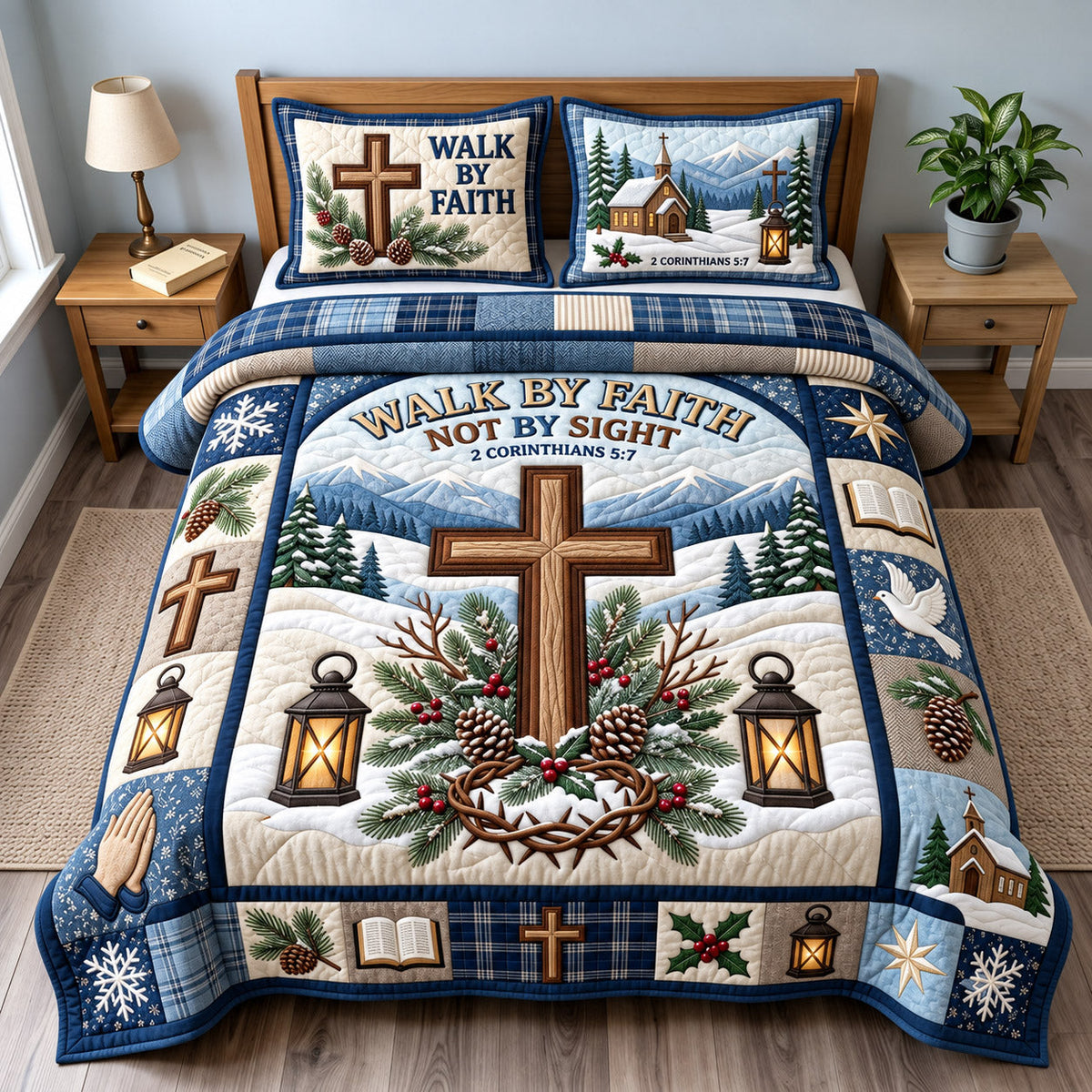 Walk By Faith 3-Piece Quilted Bedding Set GFTOMA15240