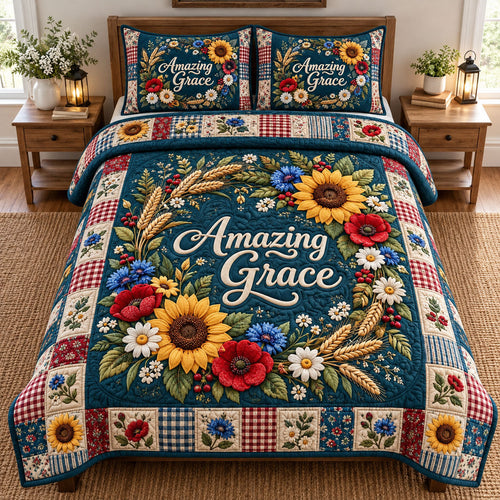 Floral Bible 3-Piece Quilted Bedding Set GFTONMU3620