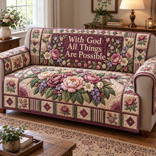 Christian Faith Quilted Sofa Cover GFTONMU3627