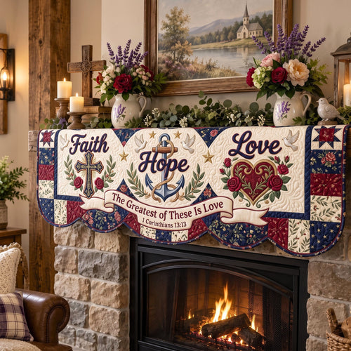 Christian Faith Quilted Mantel Scarf GFTONMU3639