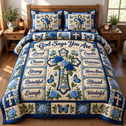 Floral Bible 3-Piece Quilted Bedding Set GFTONMU3649