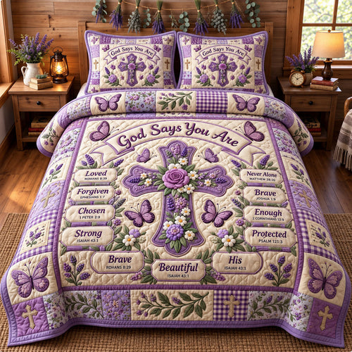 Floral Bible 3-Piece Quilted Bedding Set GFTONMU3651