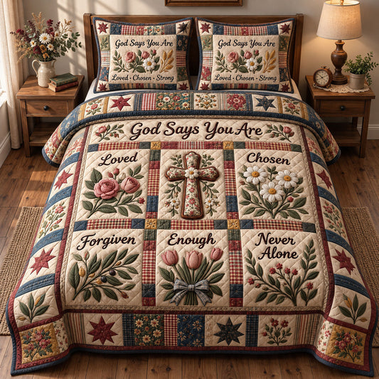 Floral Bible 3-Piece Quilted Bedding Set GFTONMU3656