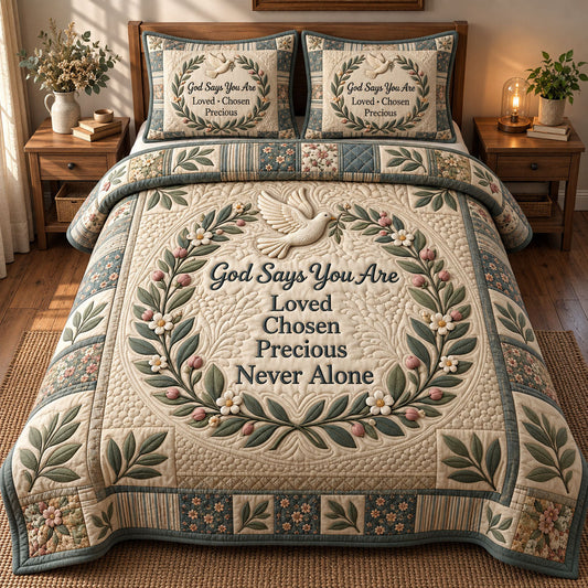 Floral Bible 3-Piece Quilted Bedding Set GFTONMU3657