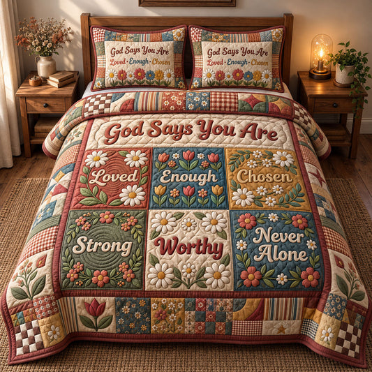 Floral Bible 3-Piece Quilted Bedding Set GFTONMU3659