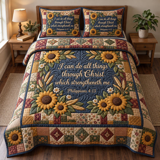 Floral Bible 3-Piece Quilted Bedding Set GFTONMU3690