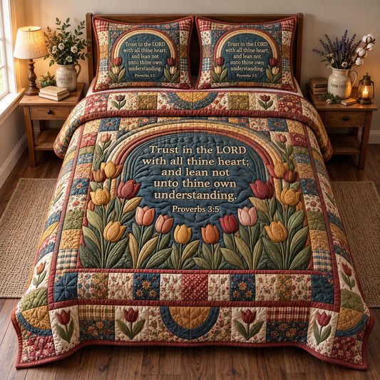 Floral Bible 3-Piece Quilted Bedding Set GFTONMU3691
