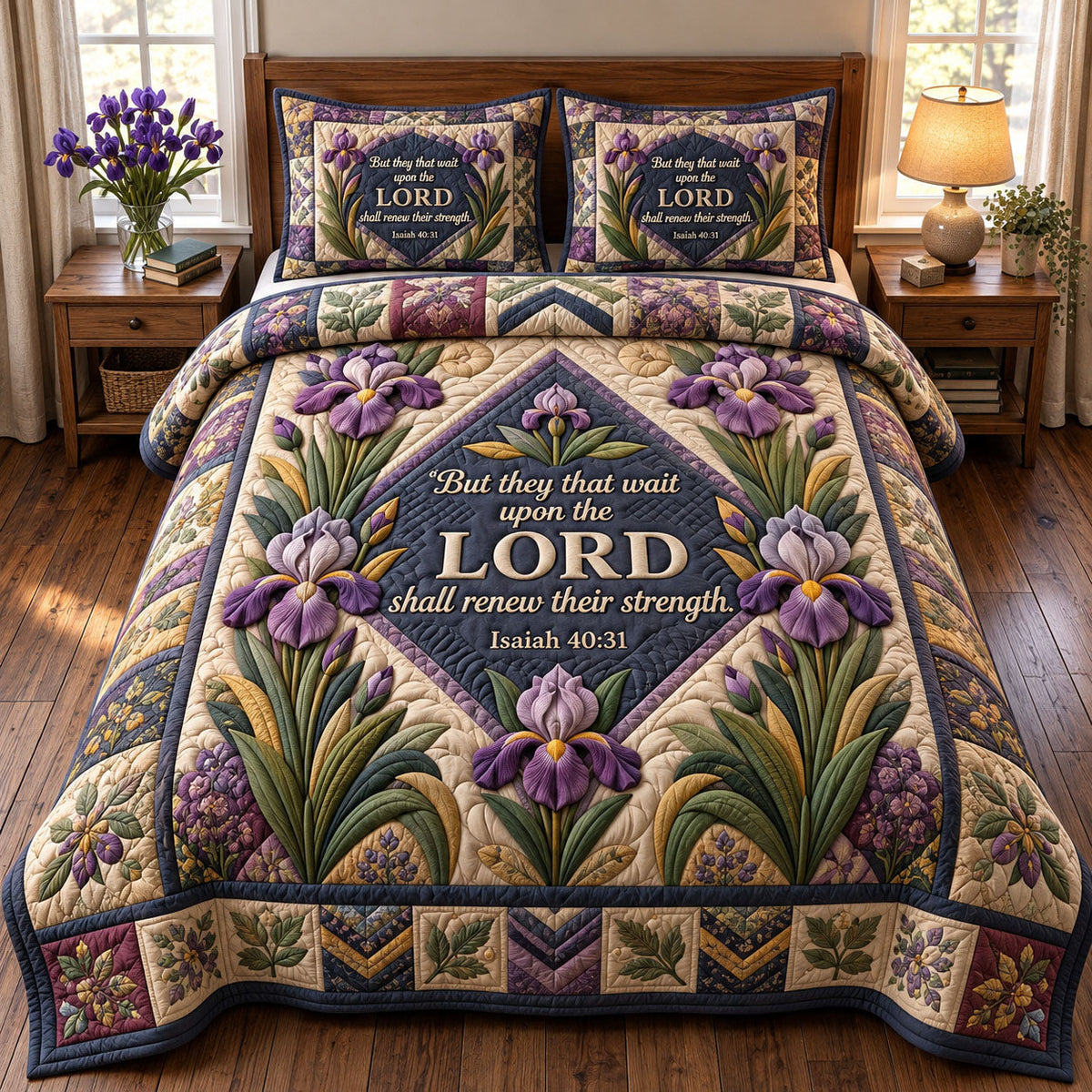 Floral Bible 3-Piece Quilted Bedding Set GFTONMU3699