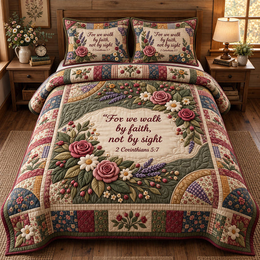 Floral Bible 3-Piece Quilted Bedding Set GFTONMU3700