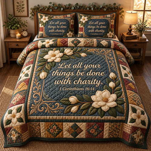 Floral Bible 3-Piece Quilted Bedding Set GFTONMU3701