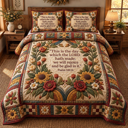 Floral Bible 3-Piece Quilted Bedding Set GFTONMU3702