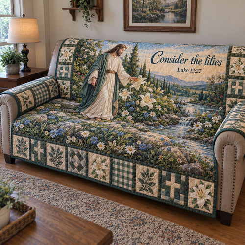 Christian Faith Quilted Sofa Cover GFTONMU3849