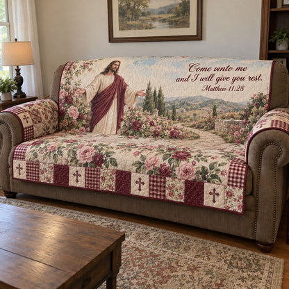 Christian Faith Quilted Sofa Cover GFTONMU3853
