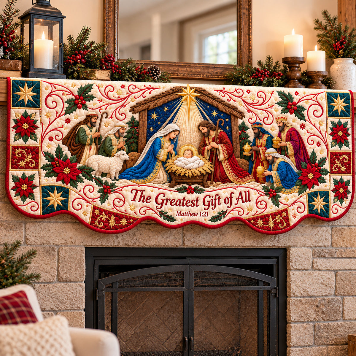 Nativity Promises Quilted Mantel Scarf GFTONPT1787