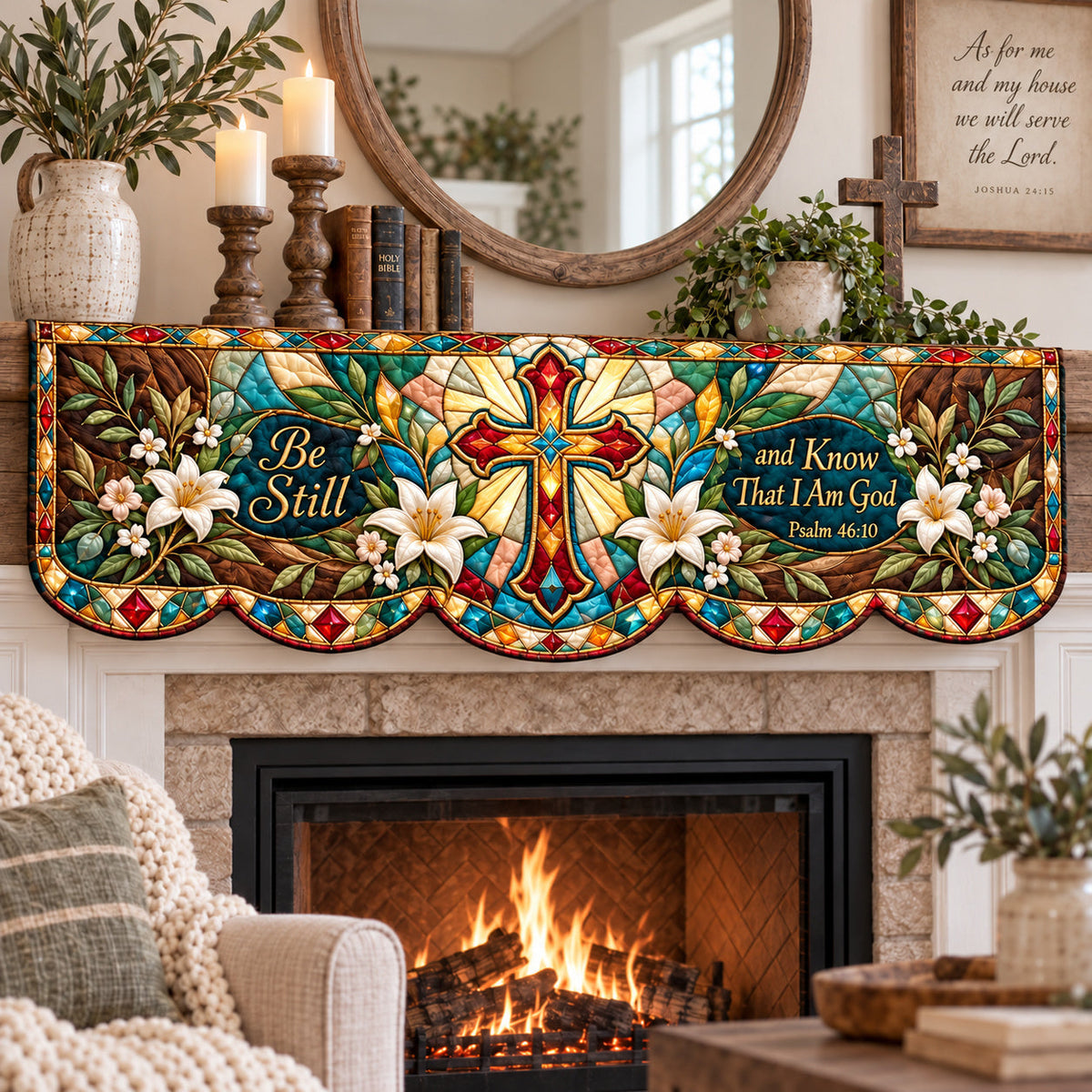 Christian Faith Quilted Mantel Scarf GFTONPT1849