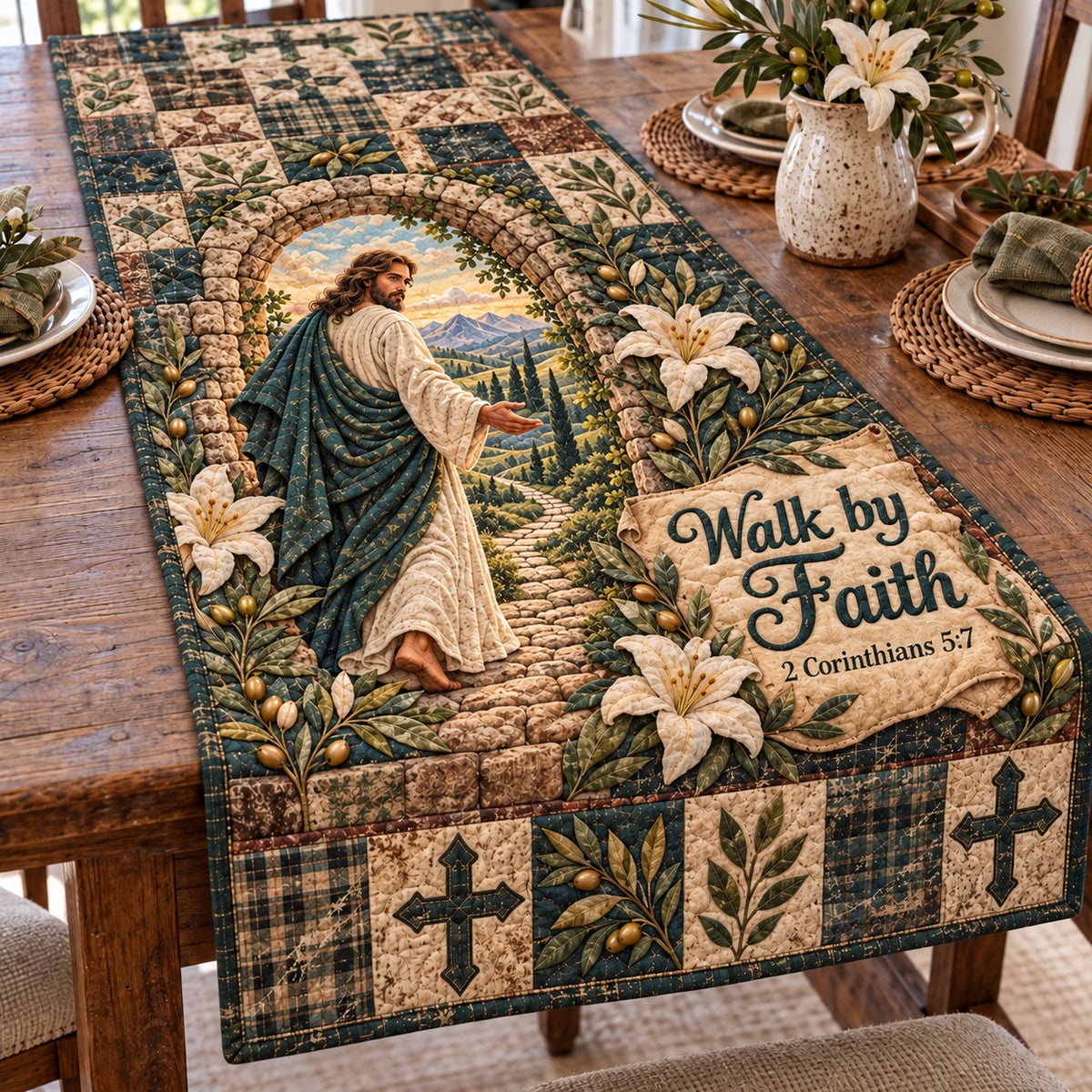 God Heavenly Kingdom Quilted Table Runner GFTONPT1941